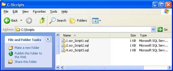 Explorer window of scripts