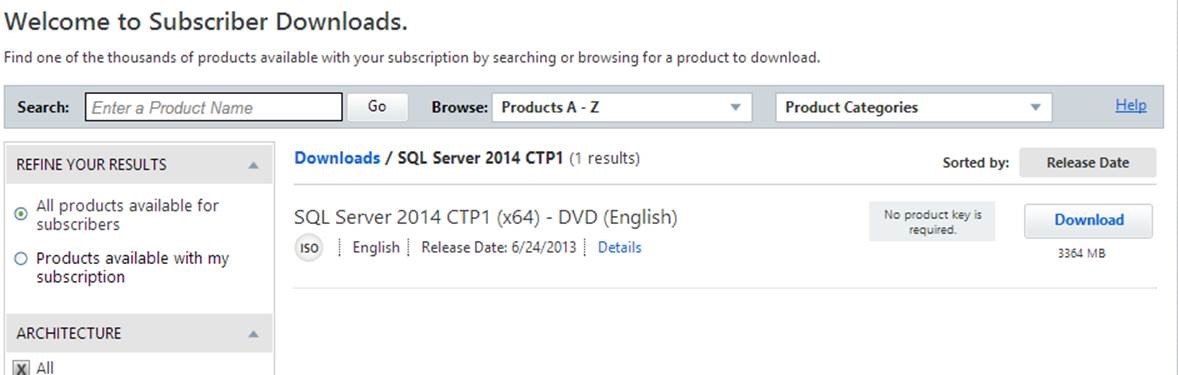 SQLServer2014CTP1