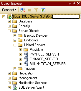 Image of the linked server tree