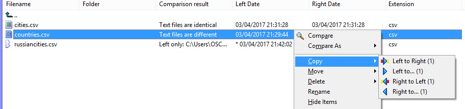 compare files in two folders