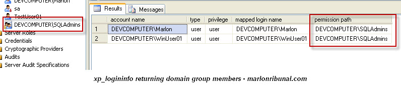 xp_logininfo who are the domain members of the Windows Group in my SQL Server