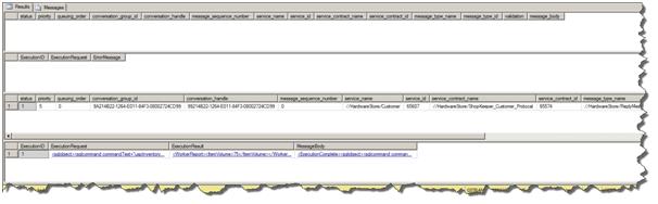 Execution Results from Service Broker processing