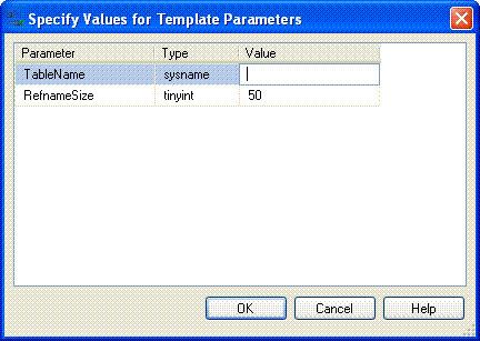 Template to create the reference data tables