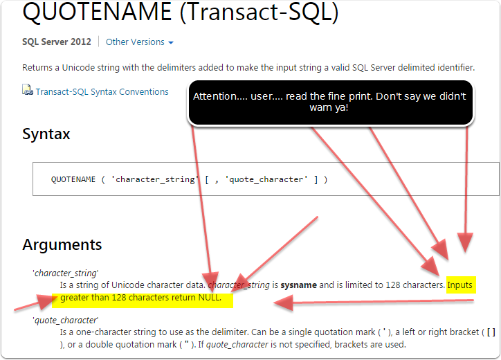 Dynamic SQL & Quotename