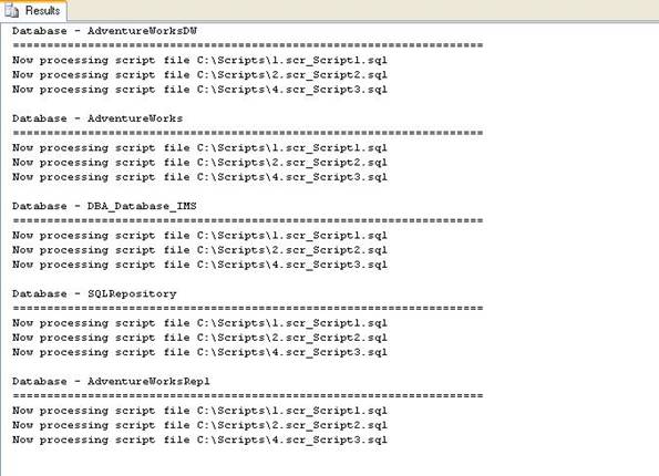 SSM results of script execution