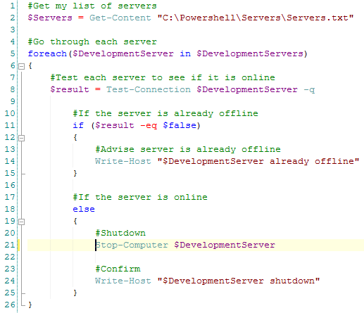 PowershellShutDownServers