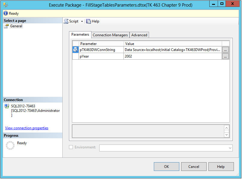 Executing a package using SSMS