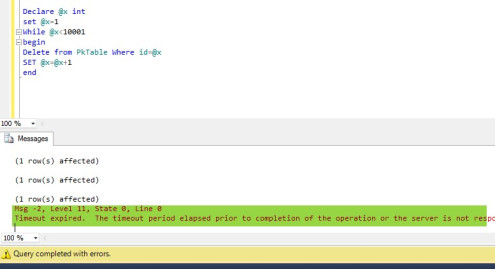 Delete Records in Pkey Table With Timeout