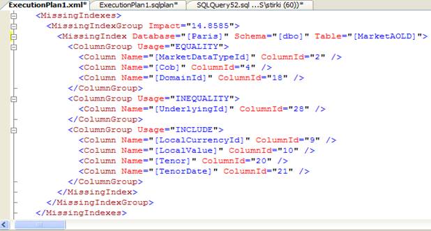 XML of Execution plan