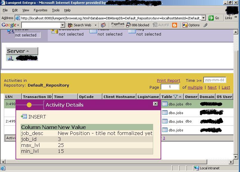 DML audit with details